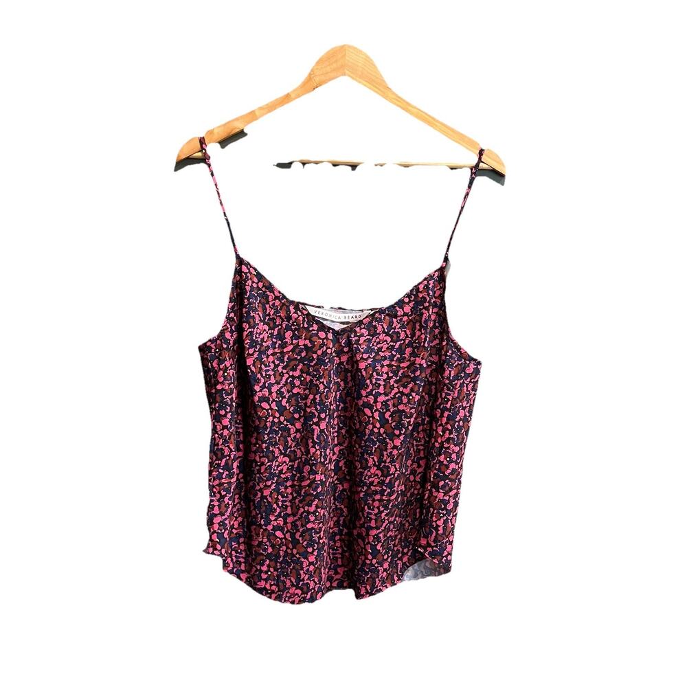 Veronica Beard Purple V Neck Floral‎ Silk Women's Camisole Top Size Medium
